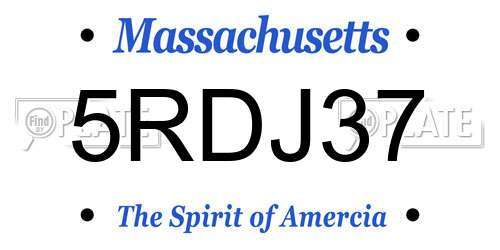 5RDJ37 Massachusetts License Plate