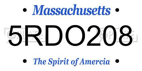 5RDO208 Massachusetts License Plate