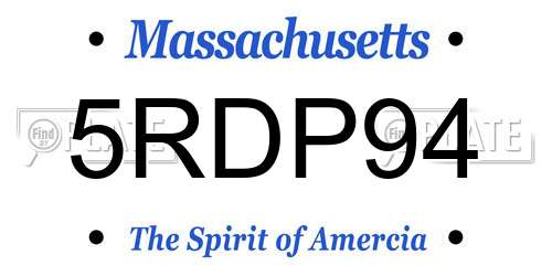 5RDP94 Massachusetts License Plate