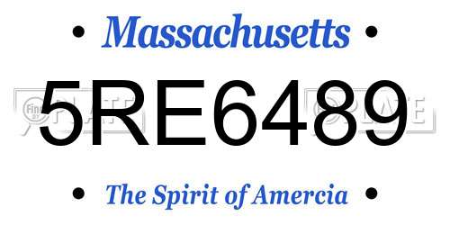 5RE6489 Massachusetts License Plate
