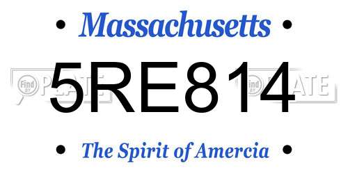 5RE814 Massachusetts License Plate