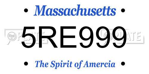 5RE999 Massachusetts License Plate