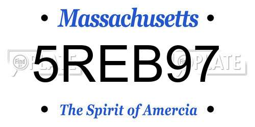 5REB97 Massachusetts License Plate
