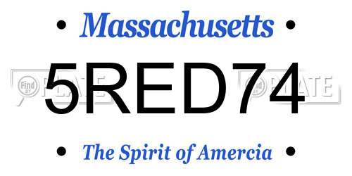5RED74 Massachusetts License Plate