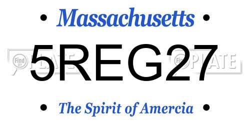 5REG27 Massachusetts License Plate