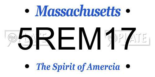 5REM17 Massachusetts License Plate