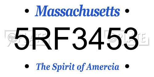 5RF3453 Massachusetts License Plate