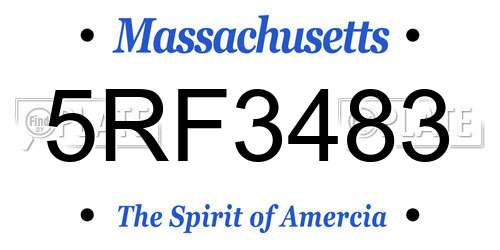 5RF3483 Massachusetts License Plate