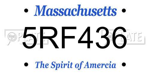 5RF436 Massachusetts License Plate