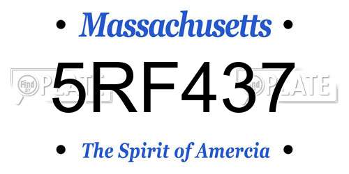 5RF437 Massachusetts License Plate