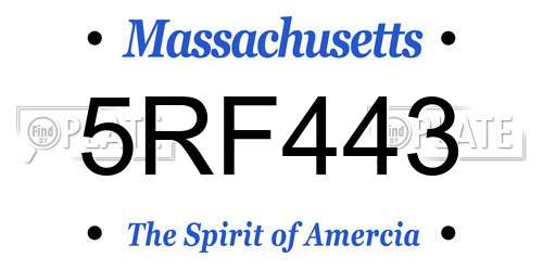 5RF443 Massachusetts License Plate