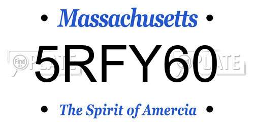 5RFY60 Massachusetts License Plate