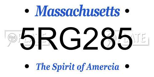 5RG285 Massachusetts License Plate