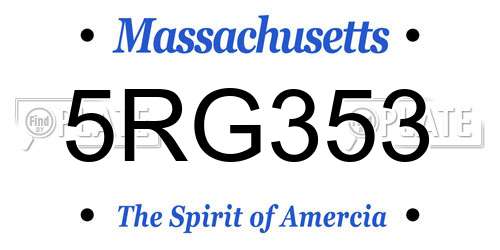 5RG353 Massachusetts License Plate