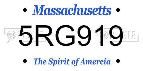 5RG919 Massachusetts License Plate