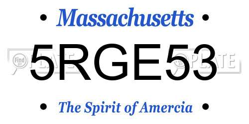 5RGE53 Massachusetts License Plate