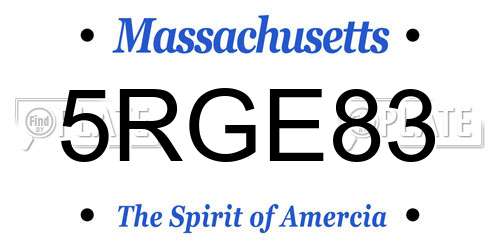 5RGE83 Massachusetts License Plate