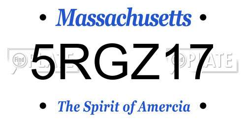 5RGZ17 Massachusetts License Plate