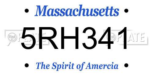 5RH341 Massachusetts License Plate