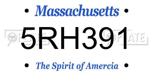 5RH391 Massachusetts License Plate
