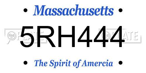 5RH444 Massachusetts License Plate