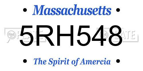 5RH548 Massachusetts License Plate