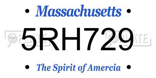 5RH729 Massachusetts License Plate