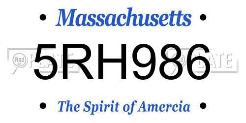 5RH986 Massachusetts License Plate