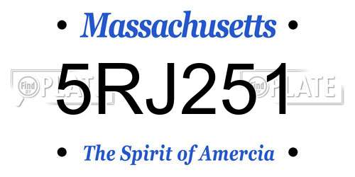 5RJ251 Massachusetts License Plate