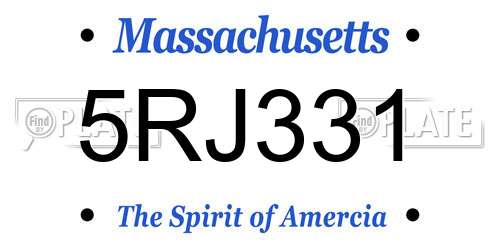 5RJ331 Massachusetts License Plate
