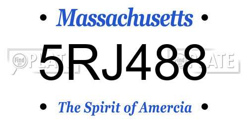 5RJ488 Massachusetts License Plate