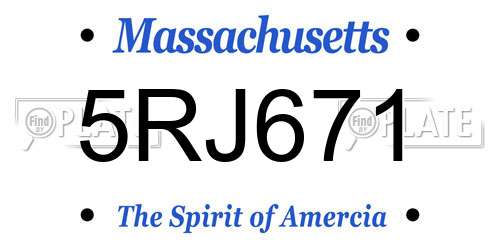5RJ671 Massachusetts License Plate