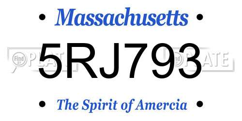 5RJ793 Massachusetts License Plate