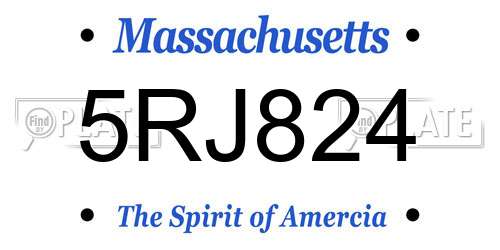 5RJ824 Massachusetts License Plate