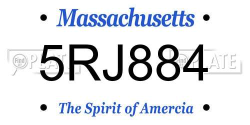 5RJ884 Massachusetts License Plate