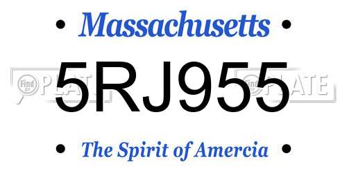5RJ955 Massachusetts License Plate