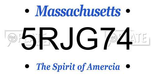 5RJG74 Massachusetts License Plate