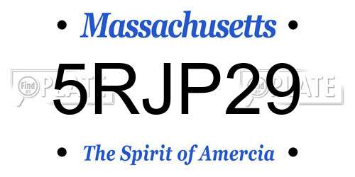 5RJP29 Massachusetts License Plate