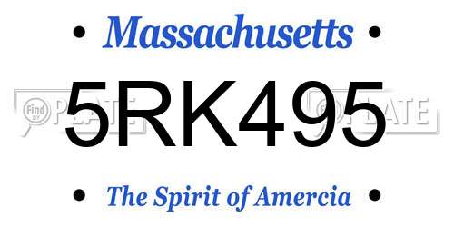 5RK495 Massachusetts License Plate
