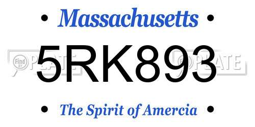 5RK893 Massachusetts License Plate