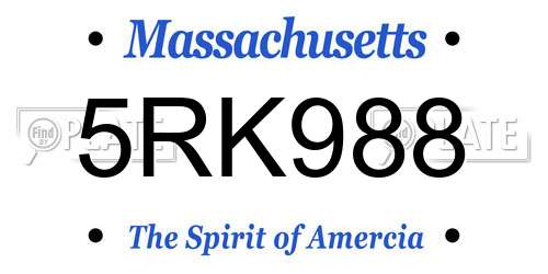 5RK988 Massachusetts License Plate