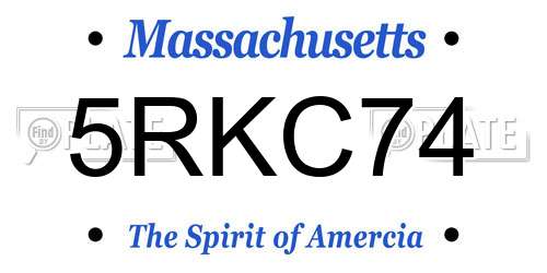 5RKC74 Massachusetts License Plate