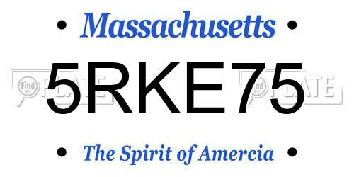 5RKE75 Massachusetts License Plate