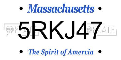 5RKJ47 Massachusetts License Plate