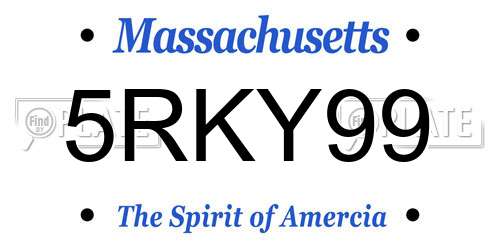 5RKY99 Massachusetts License Plate
