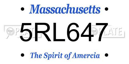 5RL647 Massachusetts License Plate