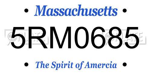 5RM0685 Massachusetts License Plate