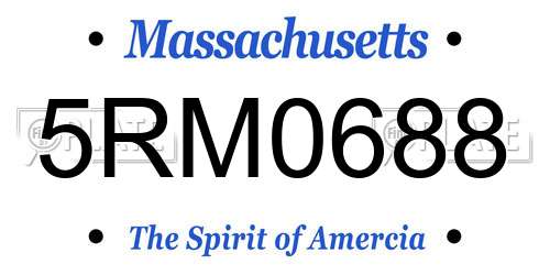 5RM0688 Massachusetts License Plate