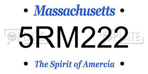 5RM222 Massachusetts License Plate