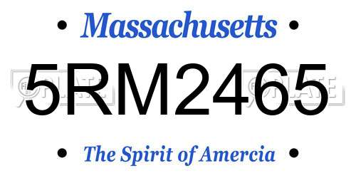 5RM2465 Massachusetts License Plate